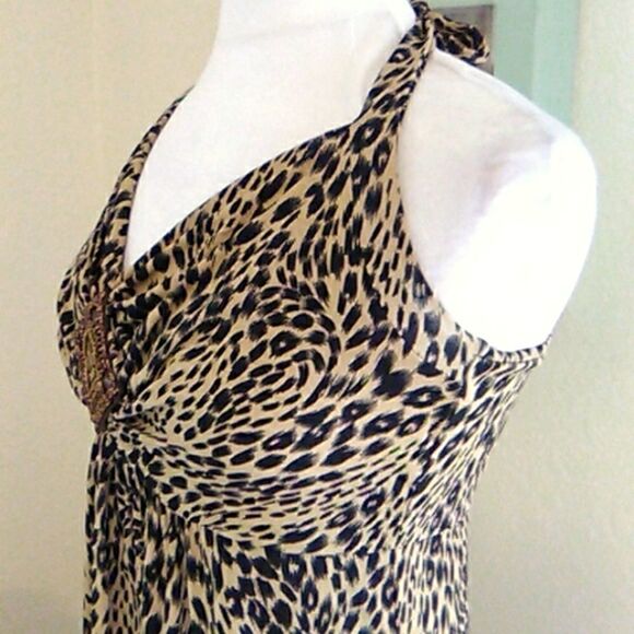 The Pyramid Collection Animal Print Maxi Halter Dress Fairycore Whimsical - Picture 6 of 12